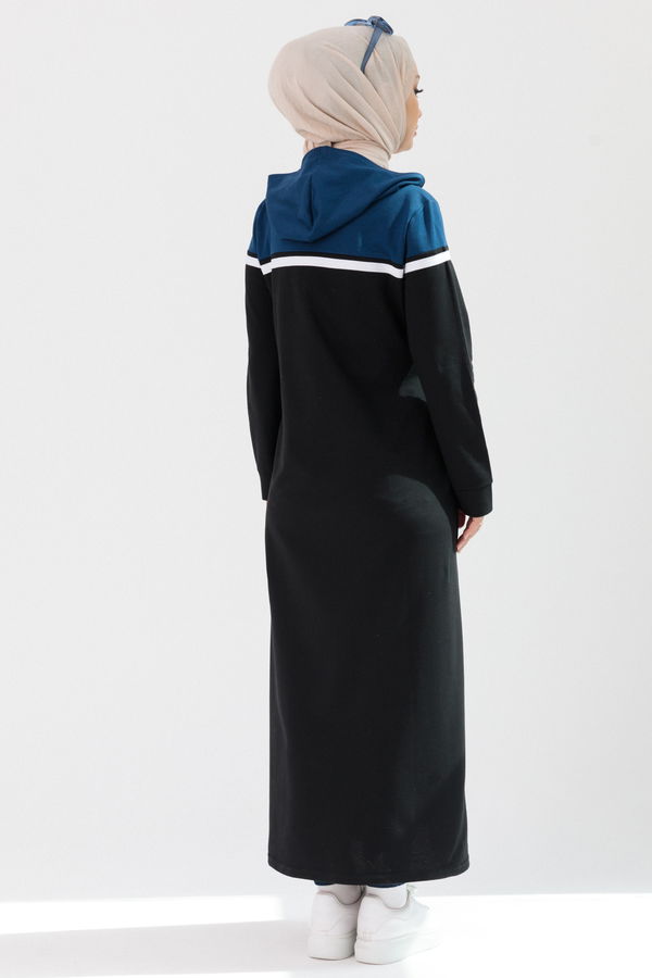 Zippered Abaya Navy Blue - 4132